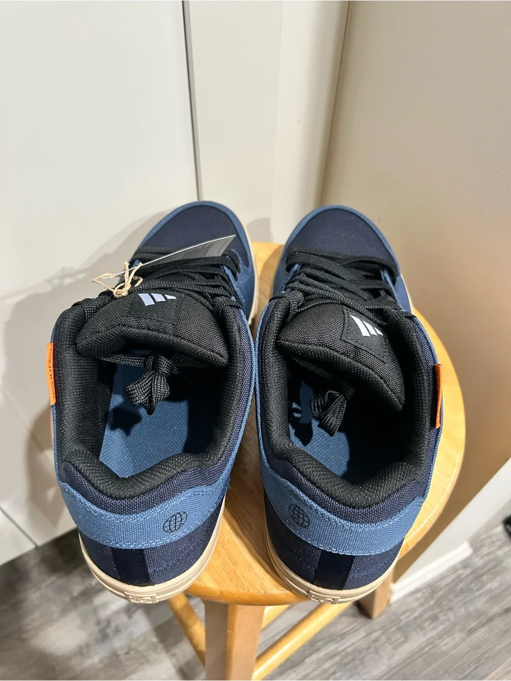adidas Blue and Black Low-Top bike Sneakers with Orange Accent
